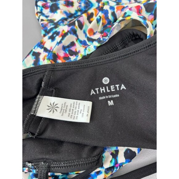 Athleta women's medium black patterned built in bra open tankini swim top - Picture 6 of 6